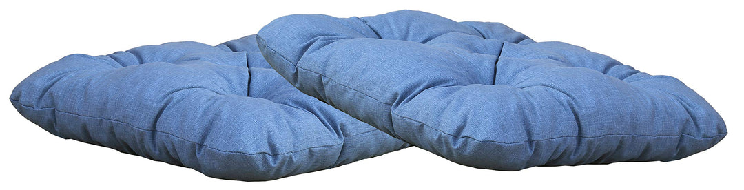 Ambientehome Sitzkissen Auflage Sitzpolster, 50 x 50 x 8 cm, 2er Set, blau/grau, Blau/Grau