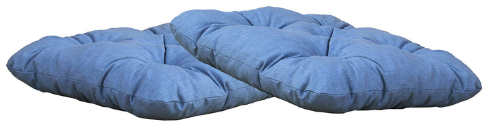 Ambientehome Sitzkissen Auflage Sitzpolster, 50 x 50 x 8 cm, 2er Set, blau/grau, Blau/Grau