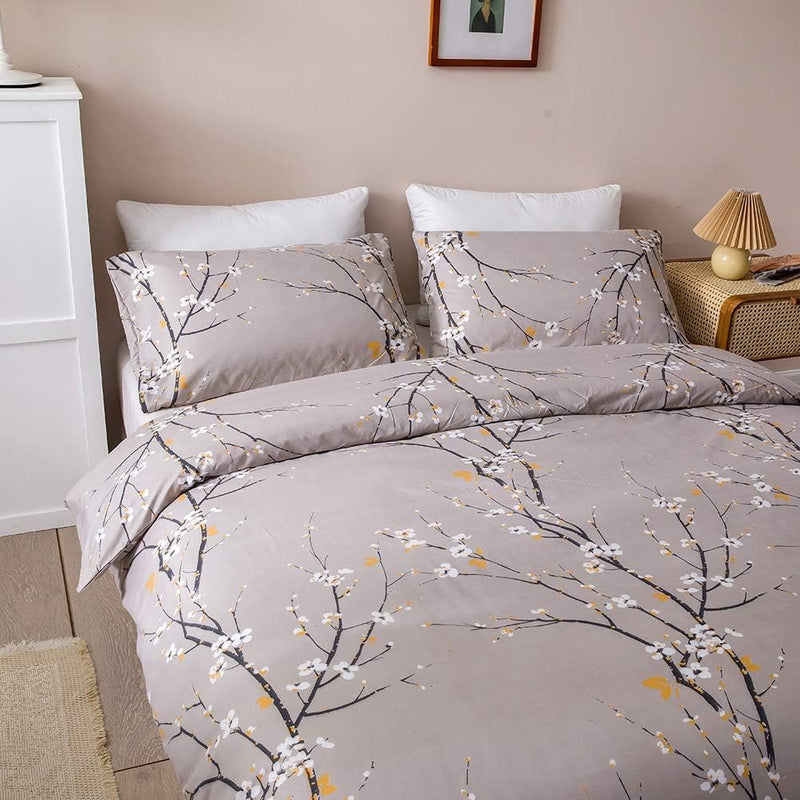 OLDBIAO Bettwäsche 2er Set Mikrofaser Bettbezug 135x200 cm und Kissenbezug 80x80 cm, Ästhetisch Blum