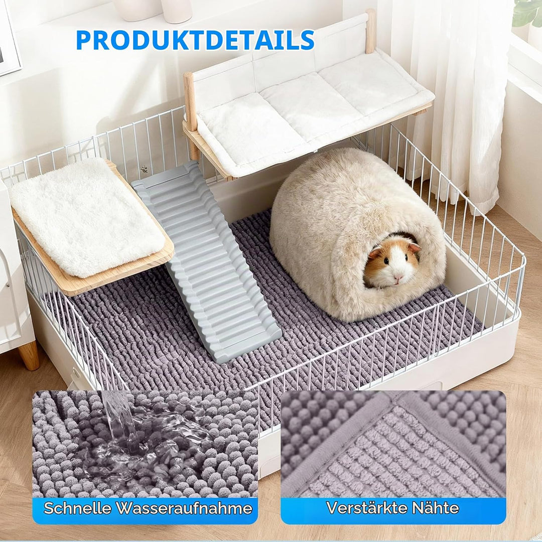2 Stück Nagerteppich 60×40cm, Meerschweinchen Zubehoer Waschbar, Hasen Zubehör, Pipipads Meerschwein