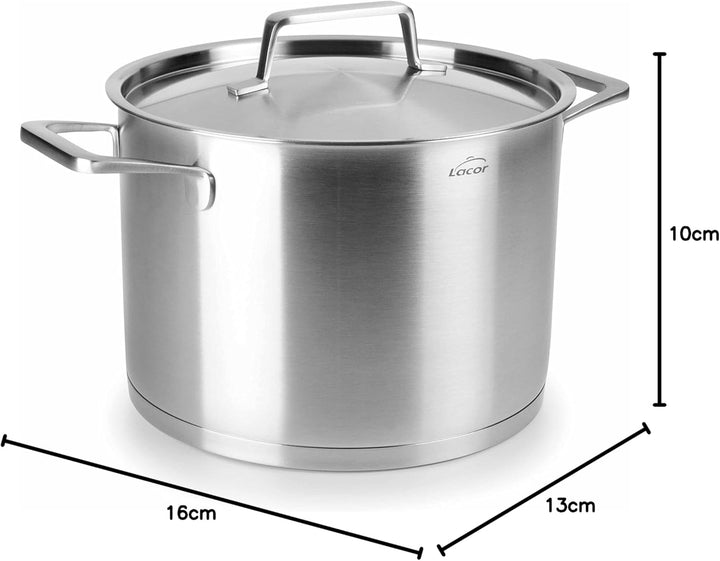 Lacor 45116 Fleischtopf mit Deckel Foodie 16x13 cm, Edelstahl, Grey, 27 x 18 x 16 cm