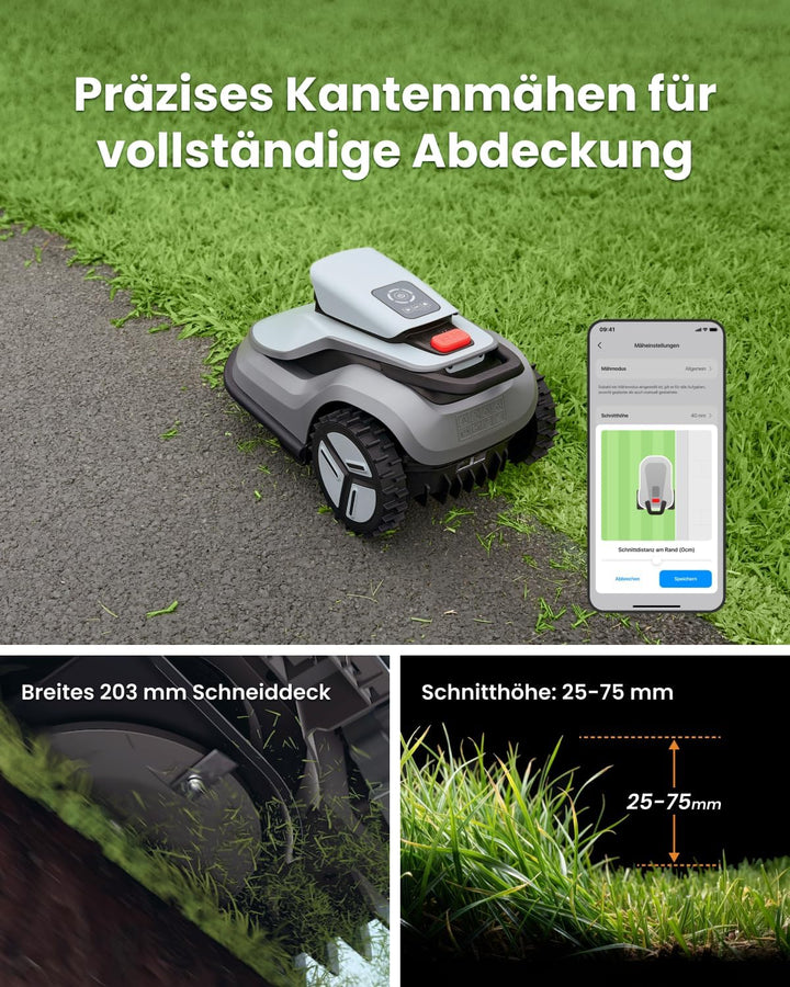 TerraMow V600 Mähroboter ohne Begrenzungskabel mit Garage, Tri-AI Vision-Technologie ohne Kabel-/RTK