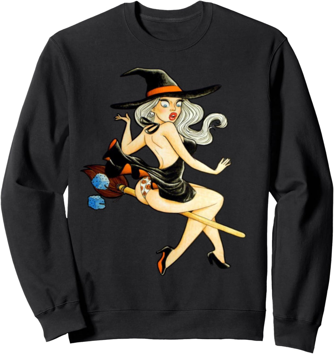 Witch Pin Up Girl Halloween Sweatshirt