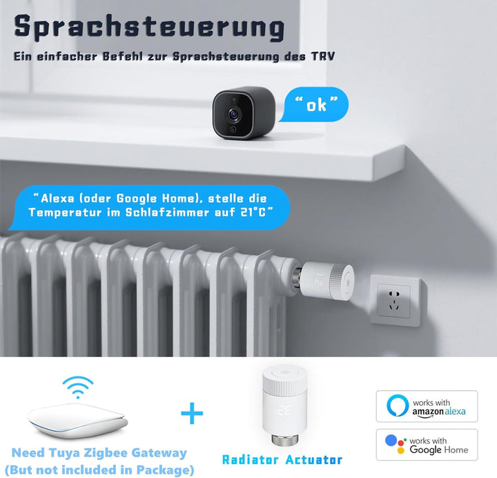 Smart Heizkörperthermostat,ZigBee Thermostat für Heizung,Programmierbar Heizungsthermostat Bluetooth