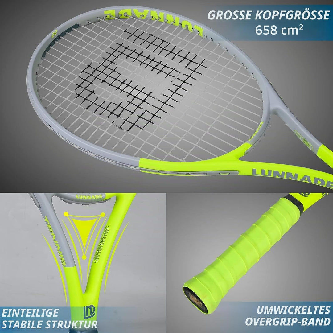 LUNNADE Tennisschläger für Erwachsene, 27 Zoll Leicht Tennisschläger mit Hülle, Geeignet für Damen H