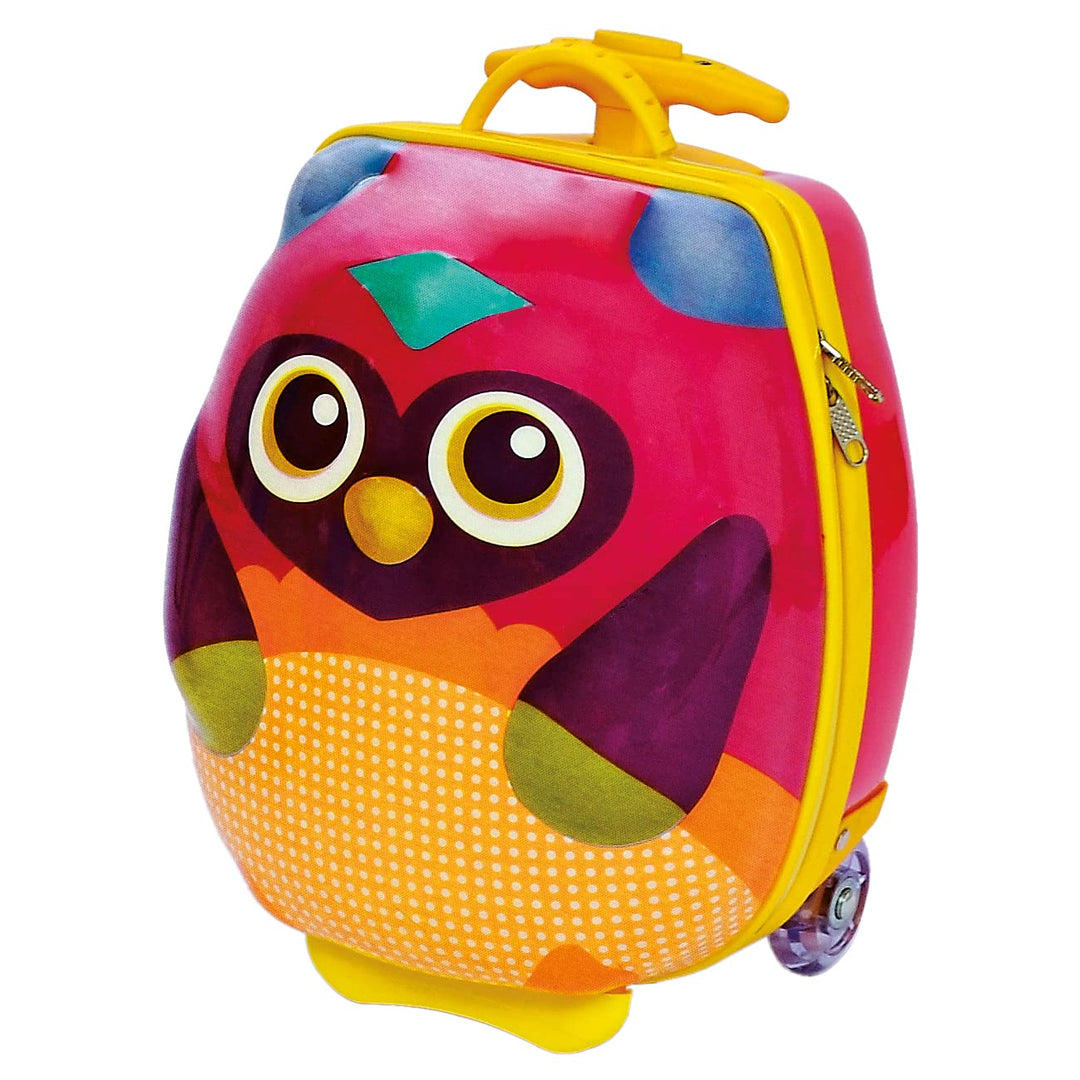 Bino Happy Trolley! Eule, Kindertrolley mit Rollen und ausziehbarem Griff (Kinderkoffer mit 3D Eulen