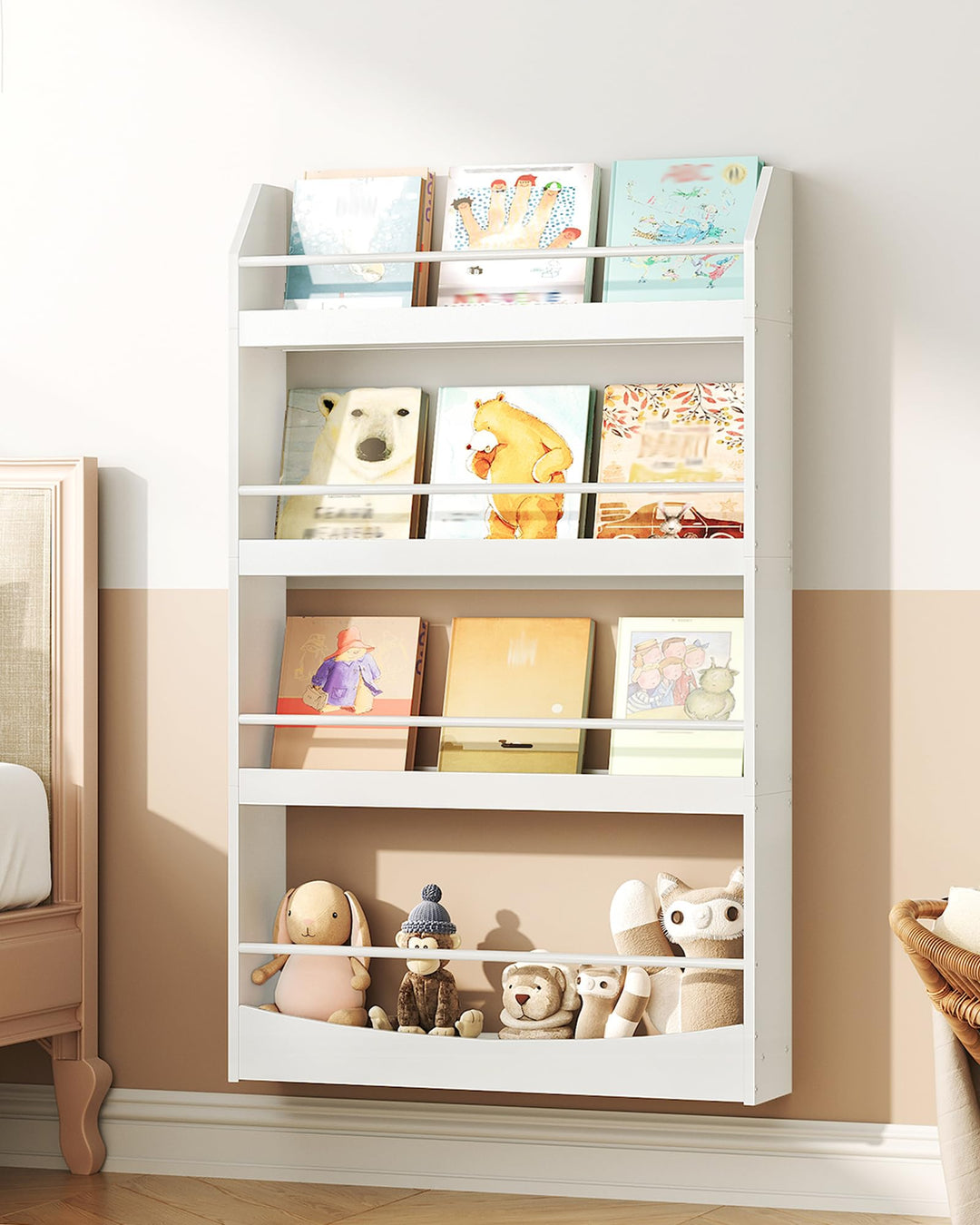 Kinderzimmer Möbel, 4-stöckiges Wandregal Bücher für Kinder, Bücherregal, Spielzeugaufbewahrung, Kin