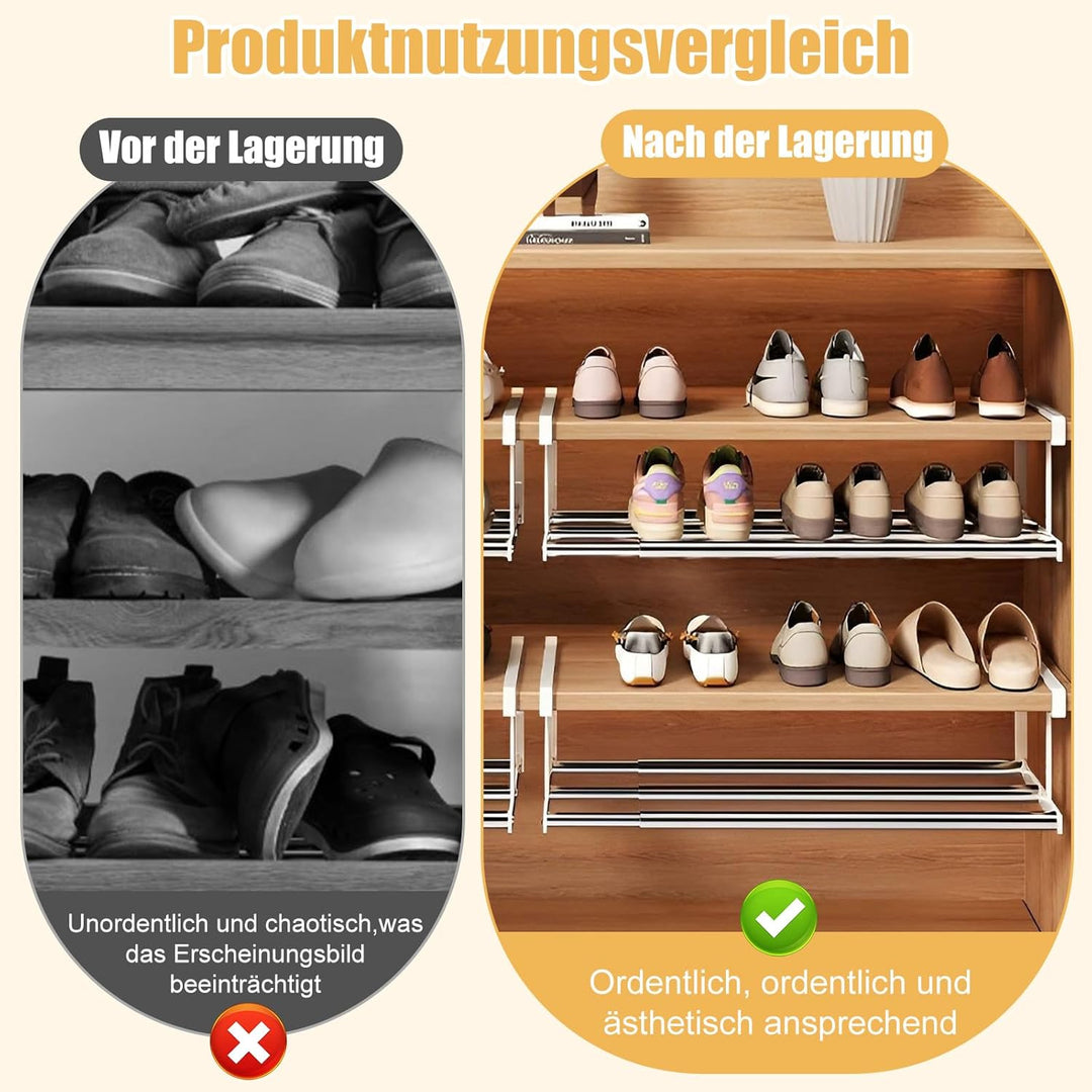 2 Stück Unterregal Hängekorb Ausziehbar - 40-70cm Verstellbares Hängendes Schuhregal Organizer im Sc