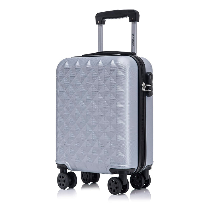 Koffer Suitcase S Silber, Trolley Reisekoffer, Kabinenkoffer Rollkoffer Handgepäck mit 4 Rollen 360°