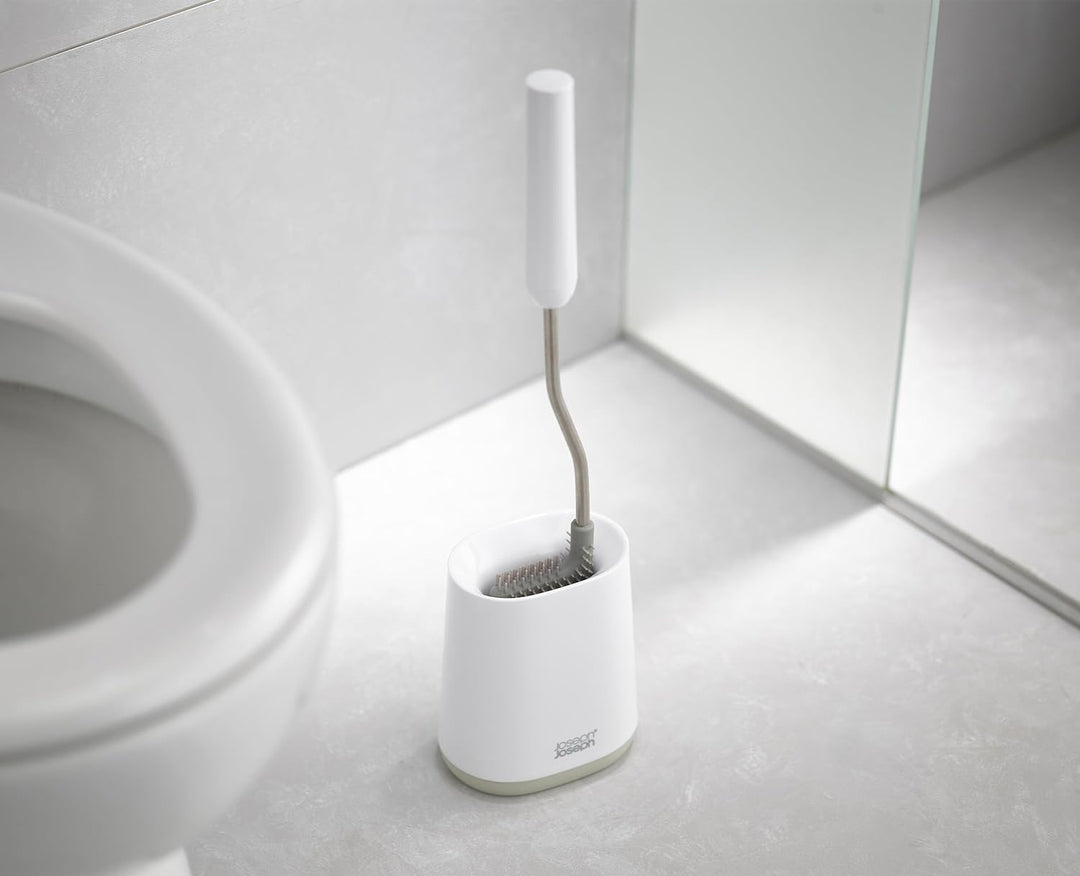 Joseph Joseph Flex Lite - 2er-Pack Silikon-Toilettenbürste mit schlankem Haltegriff, flexibel, tropf