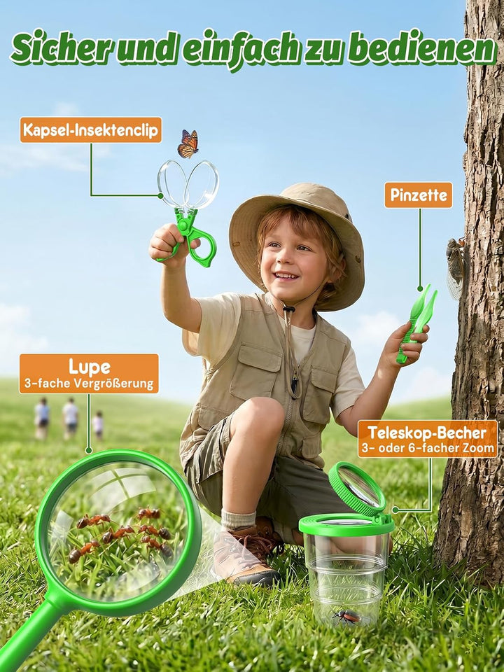 Acoath Insektenfänger 2,4-Zoll Mikroskop, Entdecker Set für Kinder ab 5 Grün, Grün