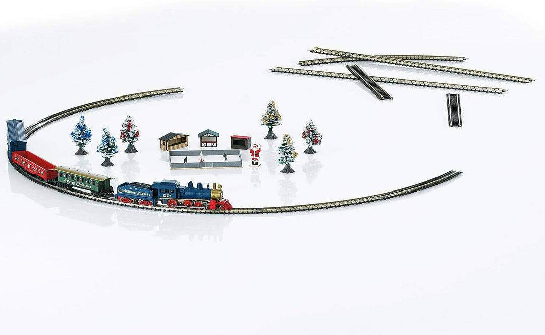 Märklin 81845 - Spur Z Weihnachtsstartpackung mit Dampflok, Wagen und Mini-Weihnachtsmarkt, ab 15 Ja