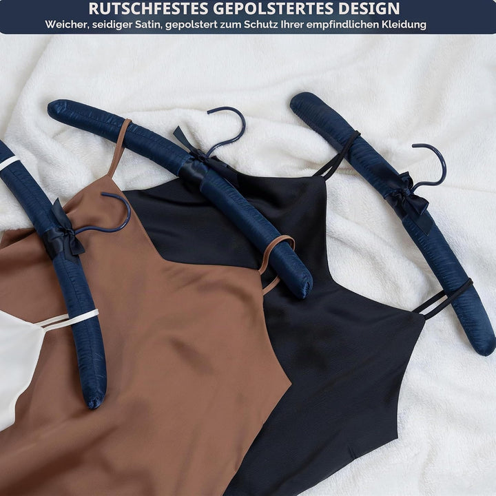 43 cm Extra Large Anti Slip Navy Blau Satin Gepolsterter Kleiderbügel No Bumps für Mäntel, Pullover,