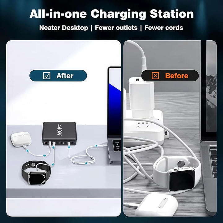 USB C Ladegerät Mehrfach 440 W Ladestation Typ C Adapter mit Dual-PD PPS 100W Anschluss, Multi 65Wat