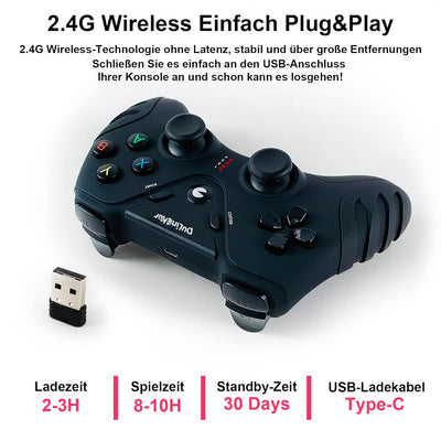 DuLingKer PC Controller Wireless, PS3 Controller PC Gamepad mit Dual Vibration, 2,4G Wireless Gaming