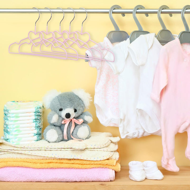 Relaxdays 20 x Kinderkleiderbügel Herz, Drahtbügel, Babybügel, dekorativ & platzsparend, Kinderbügel