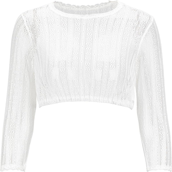 Kelliar Dirndlbluse Damen Trachtenbluse Creme Dirndl Bluse für Bavarian Oktoberfest 34 Creme-017, 34