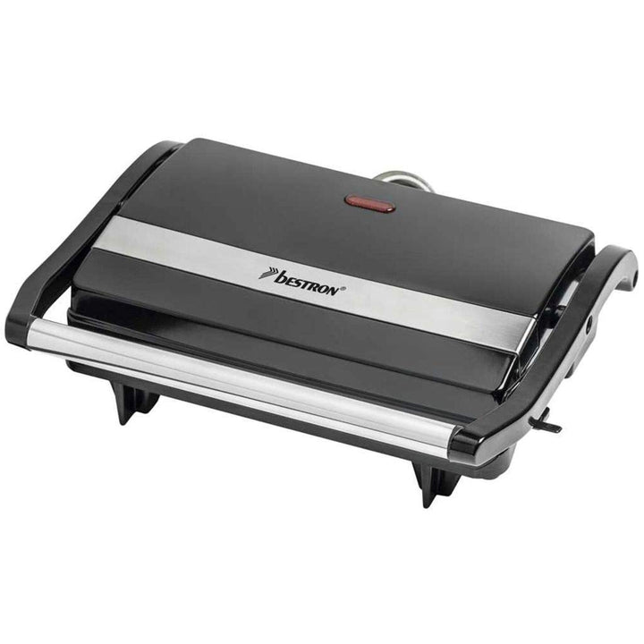 Bestron elektrischer Kontaktgrill mit Auffangschale, Sandwichmaker mit Cool-Touch-Handgriff, Paninim