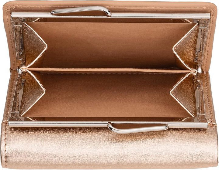 DUDU Kleine Damen-Brieftasche aus Leder mit RFID-Schutz, Münzfach und Klickverschluss, kompakt, 8 Ka