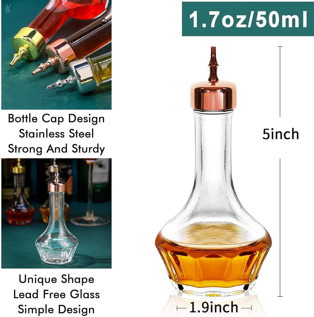 Suprobarware Bitters Bottle Set von 3 Glas-Bitter-Flaschen mit Armaturenbrett, 50 ml, ideal für Bark