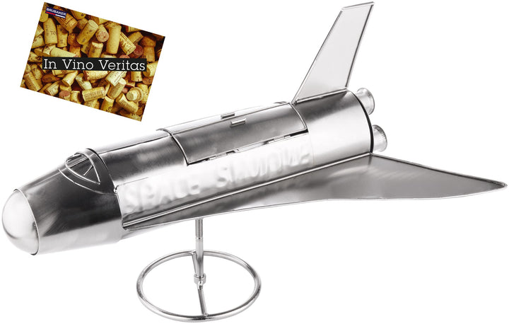 BRUBAKER Weinflaschenhalter Space Shuttle - Metall Skulptur Flaschenständer Rakete Raumfähre - Silbe