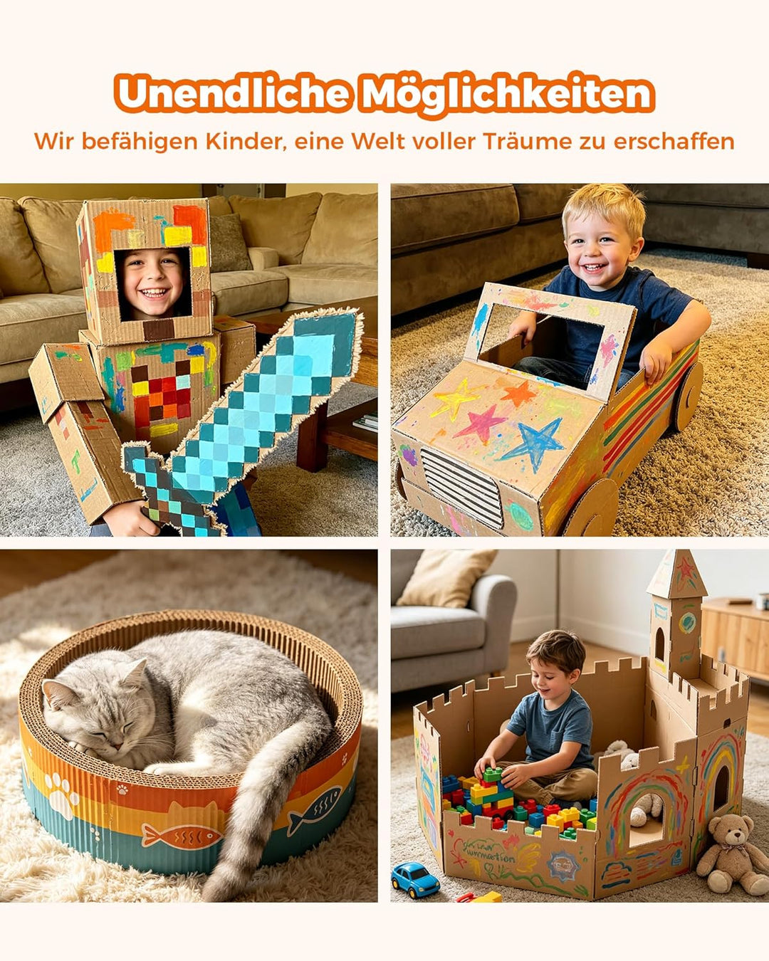 Kartonschneider für Kinder ab 5 Jahren – Kindersicheres Bastelwerkzeug für kreatives DIY, Ohne Schar