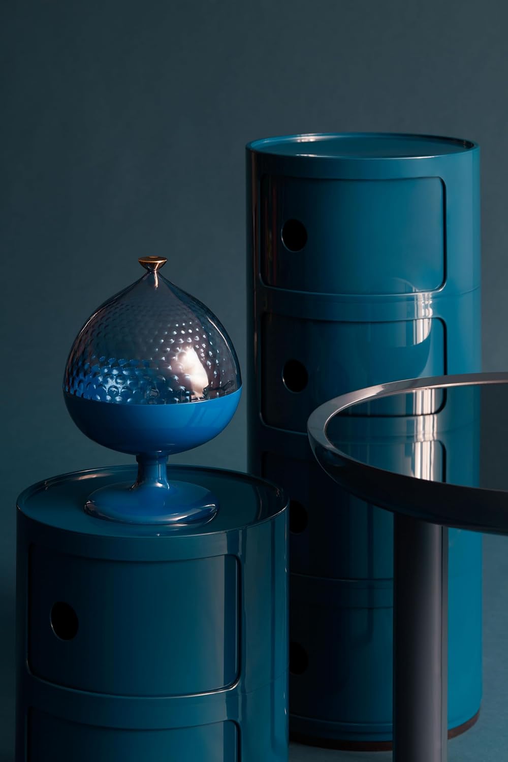 Kartell Componibili, 3 Elements, Blau, Runde