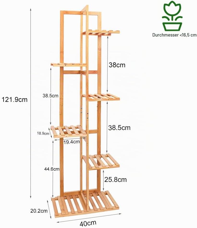Medla Pflanzenregal Holz, Blumenständer mehrstöckig 7 Ablagen, Pflanzentreppe Blumenregal Standregal