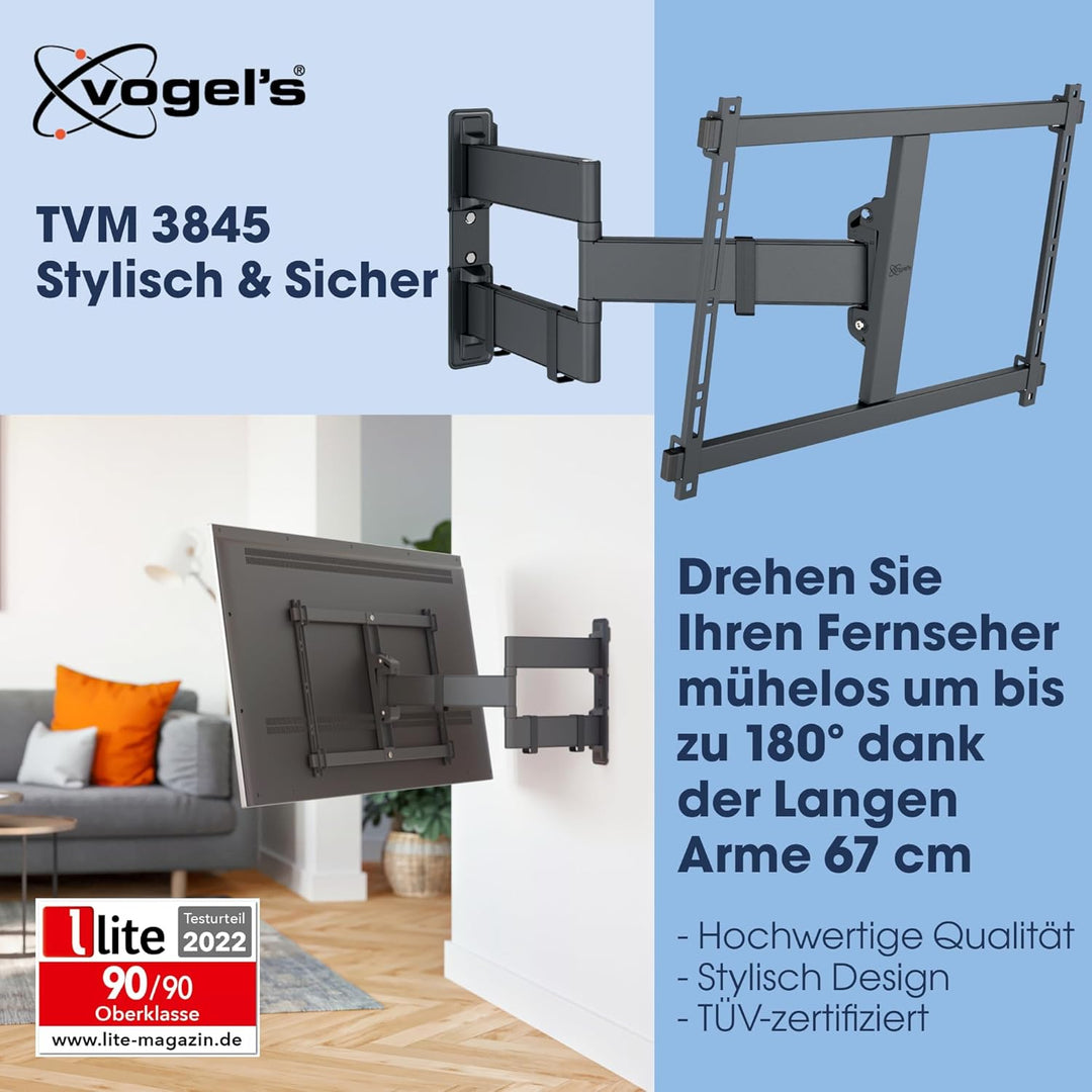 Vogel's Comfort TVM 3845 Hochwertige Schwenkbare TV-Wandhalterung für Fernseher von bis zu 100 Zoll