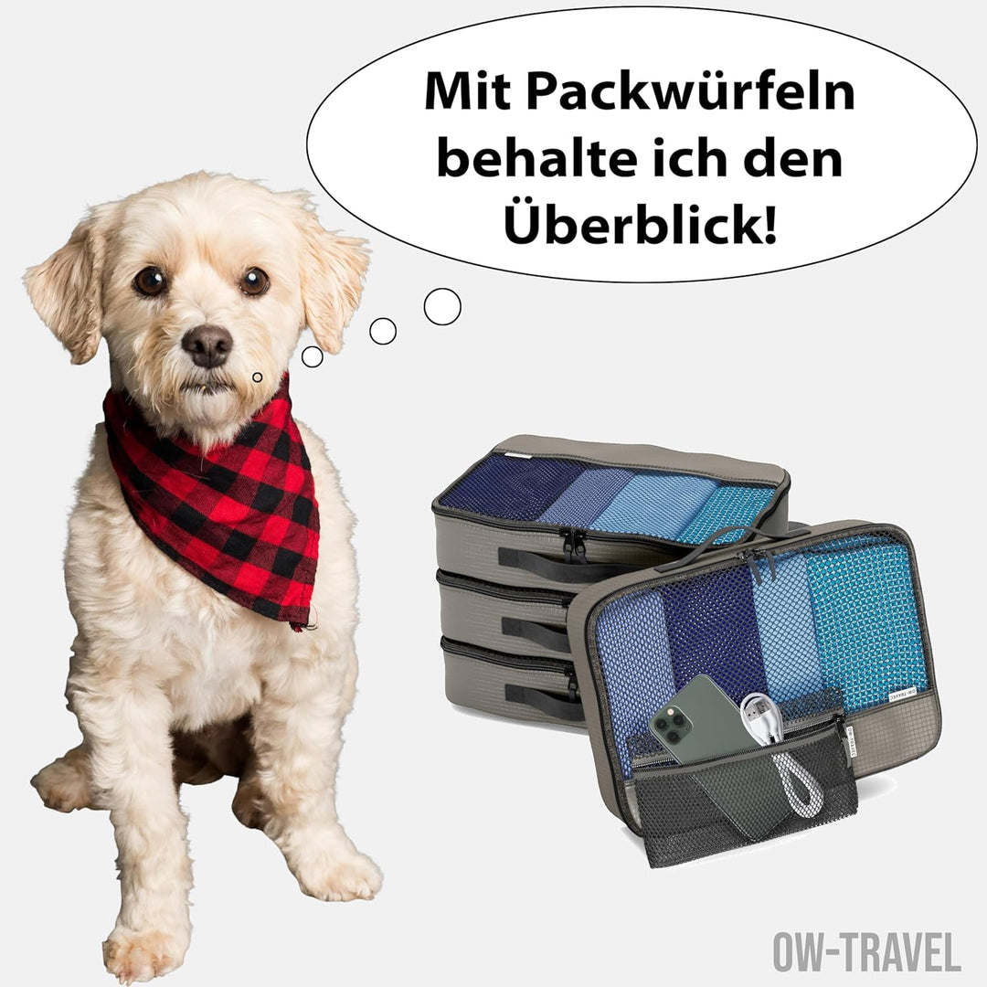OW-Travel Einfach zu Organisierende Packtaschen für Koffer Medium Kleiderlagerung mit Reisewürfeln e