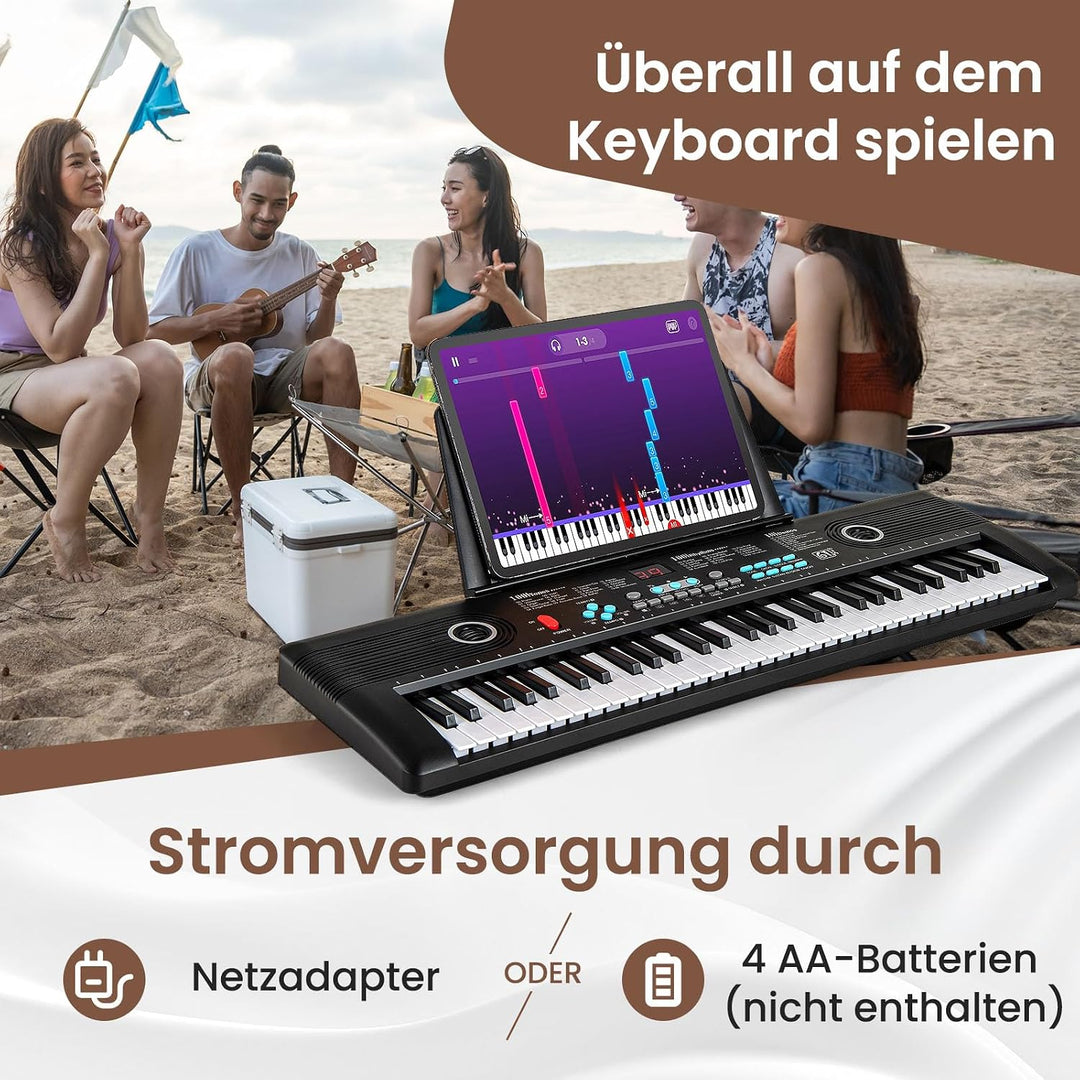 COSTWAY Keyboard Piano 61 Tasten, Digital Piano mit Ständer &amp; Mikrofon &amp; Tragetasche, E-Piano für Ei