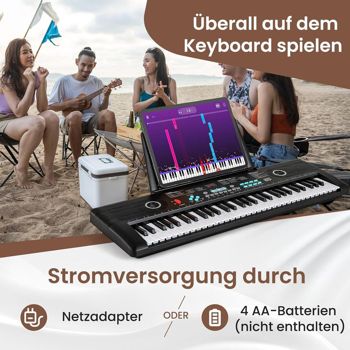 COSTWAY Keyboard Piano 61 Tasten, Digital Piano mit Ständer &amp; Mikrofon &amp; Tragetasche, E-Piano für Ei