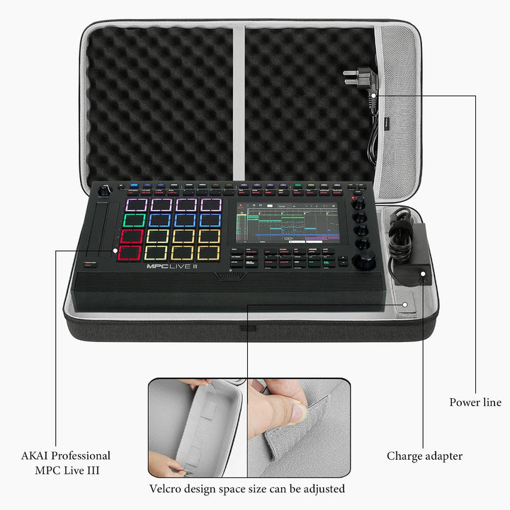 GEEKRIA Tragetasche für Audio-Interface, kompatibel mit Akai Professional MPC Live III, EVA-Hartscha