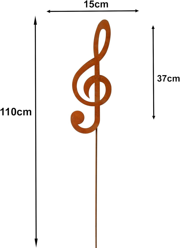 Bornhöft Gartenstecker Noten 3er Set Notenschlüssel Note Beetstecker Topfstecker Metall Rost Gartend