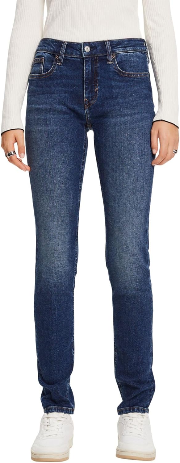 ESPRIT Schmale Jeans mit mittlerer Bundhöhe 25W / 32L 901/Blue Dark Wash, 25W / 32L 901/Blue Dark Wa