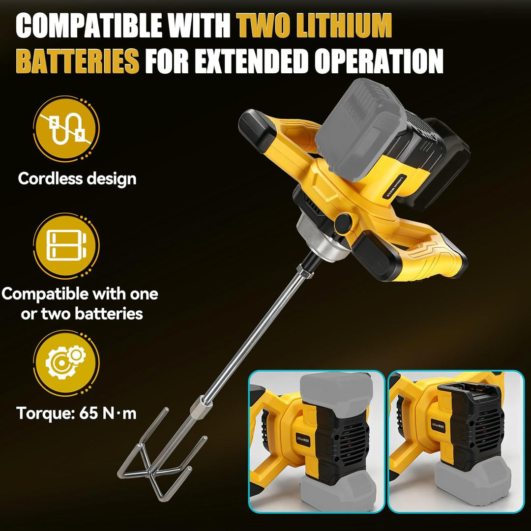 Akku Farbmörtelrührer Kompatibel mit Dewalt 18V Batterie, Bürstenlos Rührwerk Mörtelrührer Tragbarer