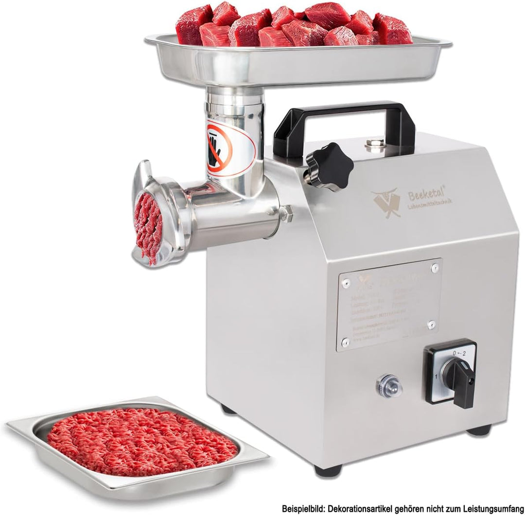 Beeketal 'FW80B' Profi Gastro Edelstahl Fleischwolf mit 80 kg/Std. Durchsatz, starkem 370 Watt Motor