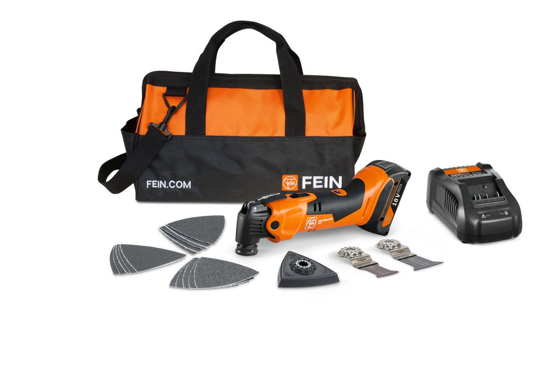 FEIN Multimaster AMM 500 Plus 2.0 Ah NYLON BAG EDITION, Set mit 18 Zubehören. Kompatibel mit AMPShar