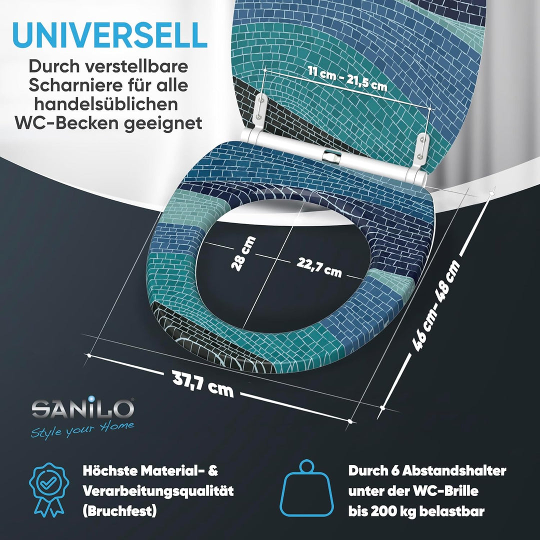 Sanilo WC Sitz mit Absenkautomatik & Schnellverschluss, Toilettendeckel per Knopfdruck abnehmbar, ei