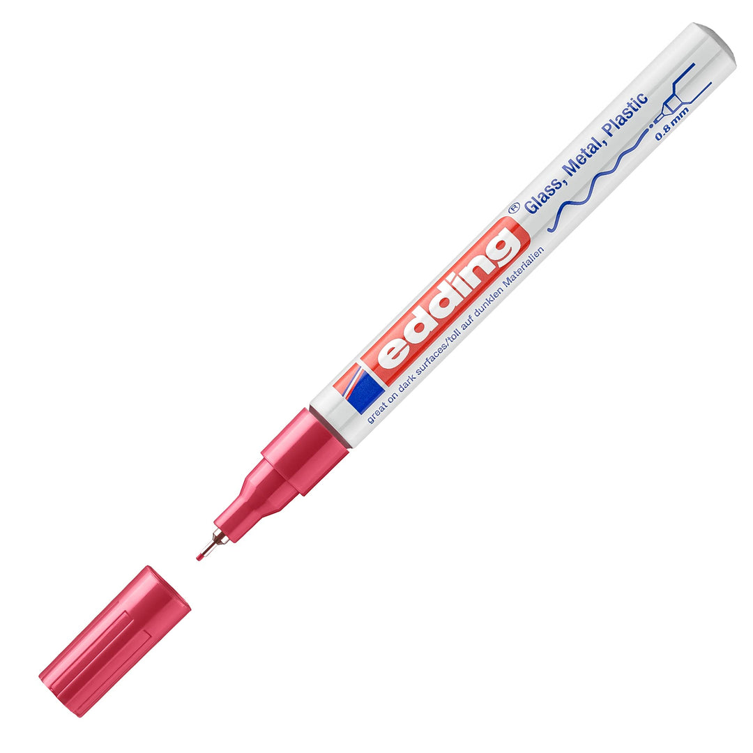 edding 780 Glanzlackmarker - rot - 10 Lackmarker - extra-feine Rundspitze 0,8 mm - Lackstift für Gla