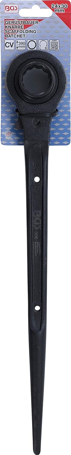 BGS 305 | Gerüstbauer-Knarre | SW 24 x 30 mm | CV-Stahl | Gerüstbauratsche / Gerüstbauknarre | recht