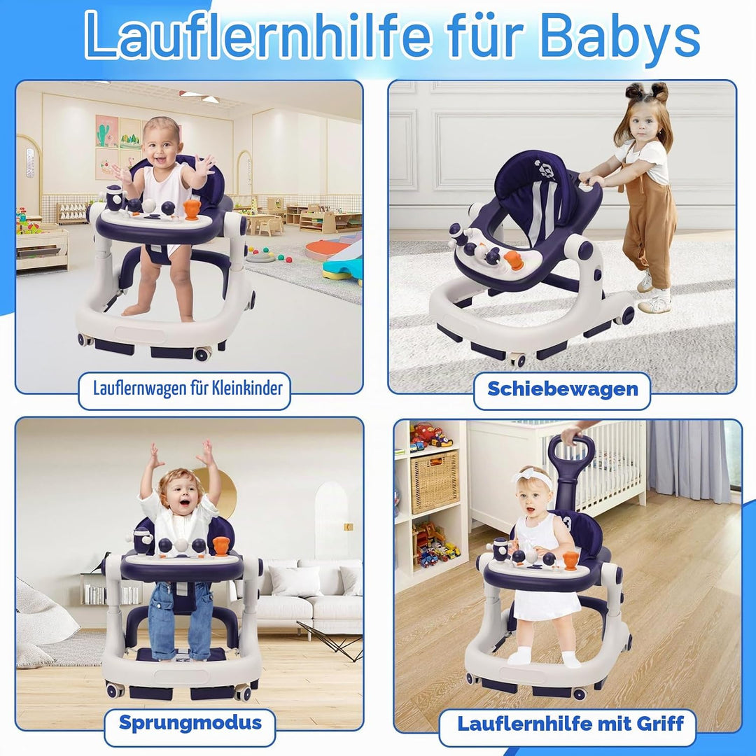 Siairo 3 in 1 Lauflernhilfe Baby Lauflernhilfe mit einstellbarer Höhe &amp; Geschwindigkeit Rollen, Lich