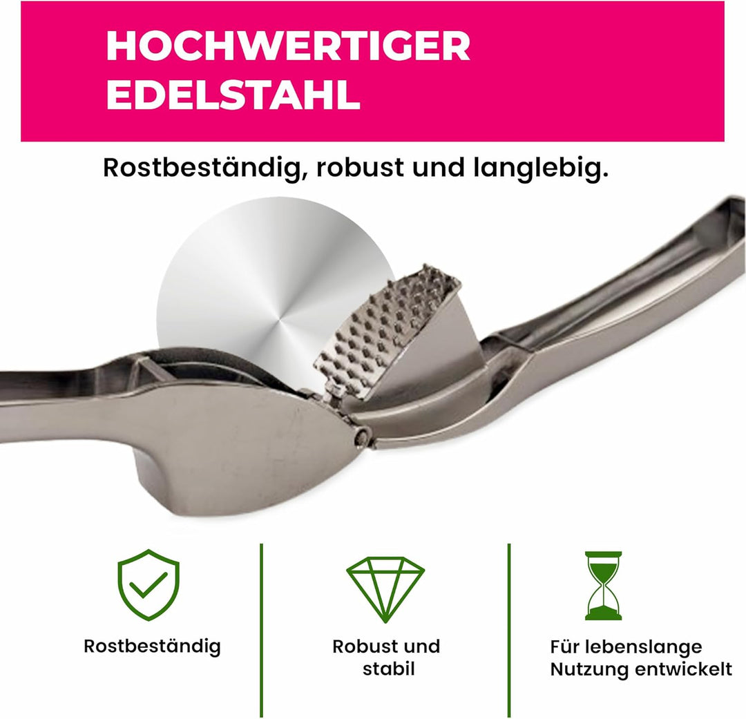 Knoblauchpresse Profi - Knoblauchschneider & Knoblauchschäler - Garlic Press - Spülmaschinenfest - K