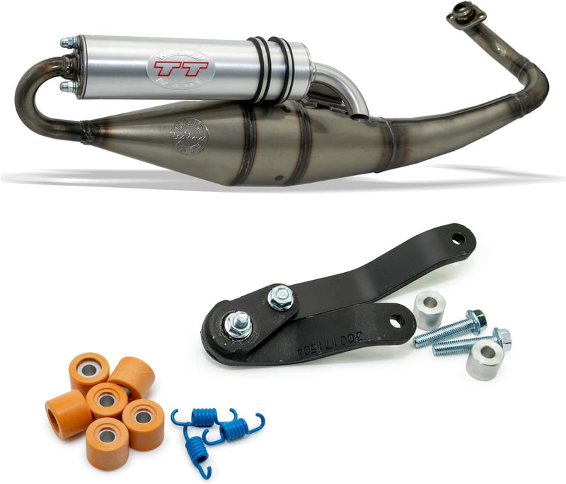 Auspuffanlage LeoVince Komplettanlage HAND MADE TT, Aluminium, mit Zulassung für Aprilia SR 50 Motar