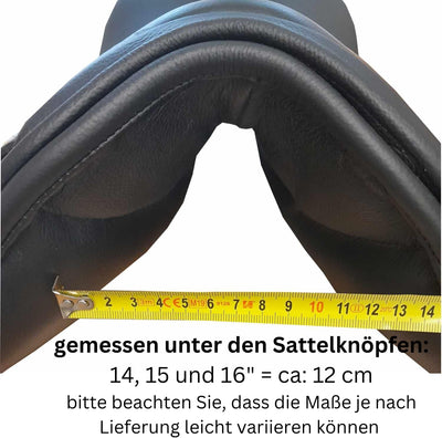 AMKA Sattel für Pony aus Leder schwarz Weite Kammer 12, 12