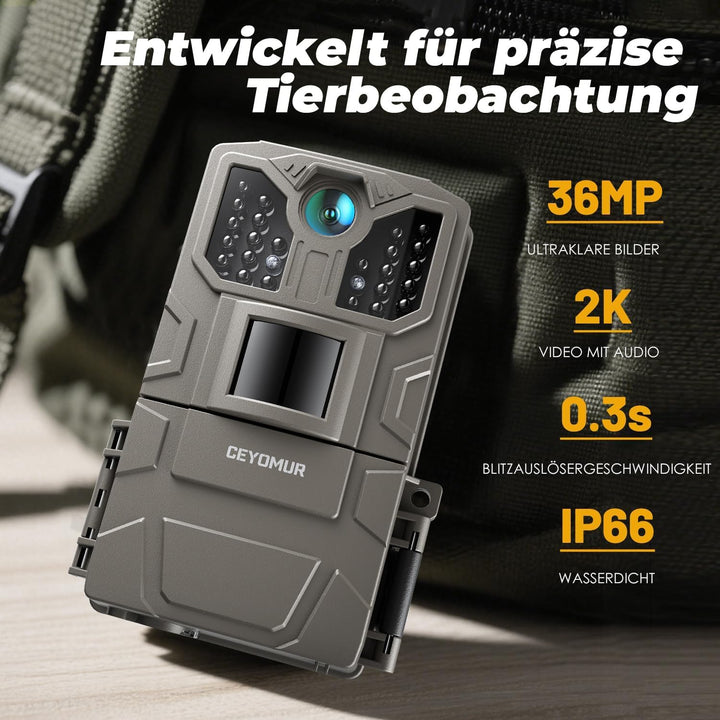 CEYOMUR Wildkamera 20MP 1080P, 850nm IR LEDs Wildkamera mit Bewegungsmelder Nachtsicht, Wildtierkame
