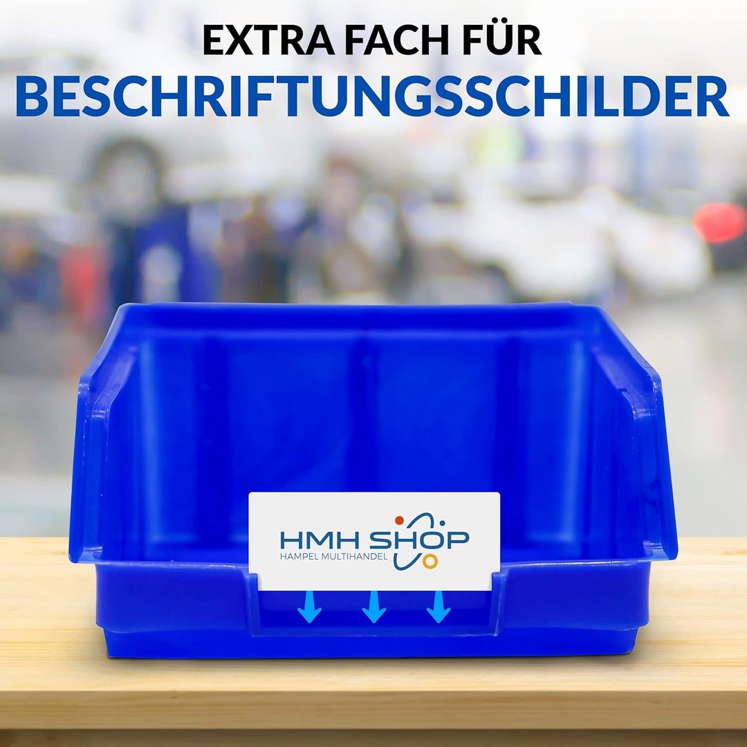 192x Stapelboxen Blau Grösse 1 (BxTxH) 100x100x52mm stapelbar blaue Sichtbox Regalbox Lagerbox Sicht