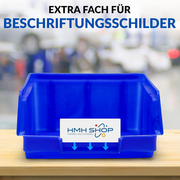 192x Stapelboxen Blau Grösse 1 (BxTxH) 100x100x52mm stapelbar blaue Sichtbox Regalbox Lagerbox Sicht