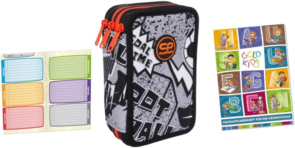 Goldkids - Federmäppchen 3 Fächer - Mäppchen für Mädchen und Jungen - Federmappe 3-Fach Federtasche