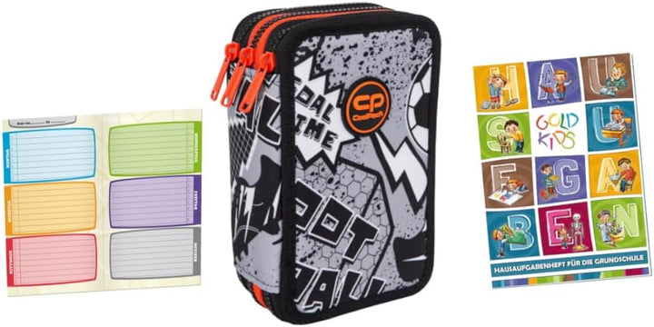 Goldkids - Federmäppchen 3 Fächer - Mäppchen für Mädchen und Jungen - Federmappe 3-Fach Federtasche